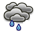 Mostly cloudy Chance drizzle