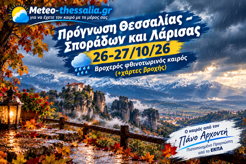 Πρόγνωση Θεσσαλίας – Σποράδων και Λάρισας 26-27/10/26